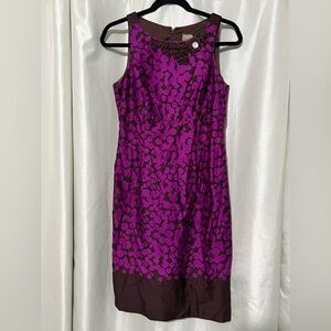 Taylor Floral Fuchsia Bold Print Lightly‎ Lined Sheath Dress Women's Size 4